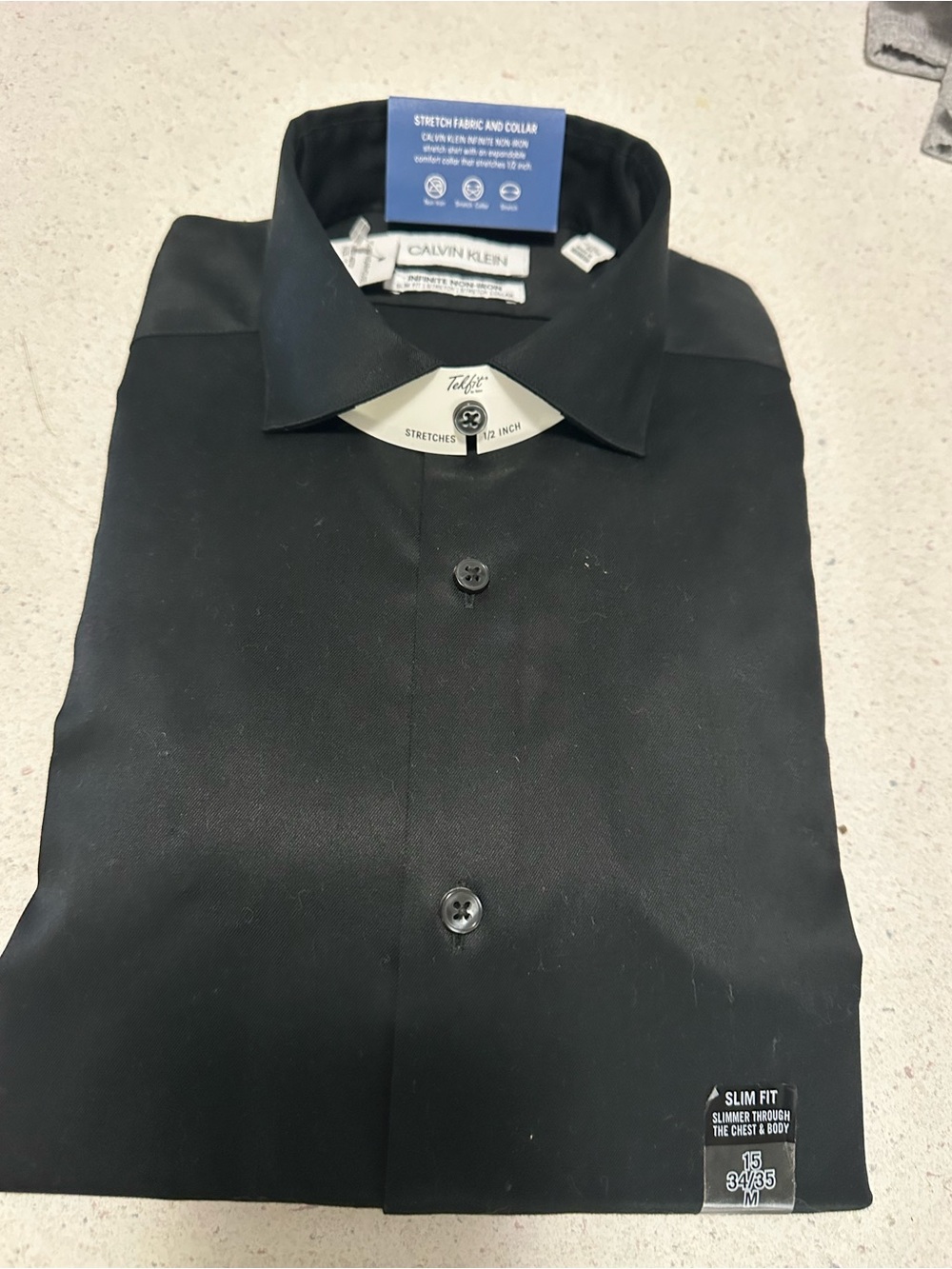 Calvin Klein Men’s Black Slim Fit Stretch Dress Shirt size M